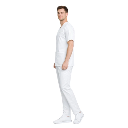Komplet medyczny elastyczny męski biały roz. 3XL – komplet medyczny – strój medyczny - inne ujęcie Komplet medyczny elastyczny męski biały roz. 3XL – komplet medyczny – strój medyczny - inne ujęcie